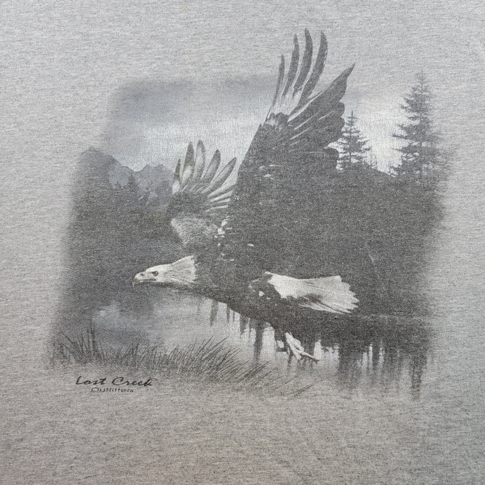 Lost Creek Outfitters Graphic T-Shirt Mens L Gray Good Eagle Nature Print